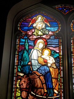Image of stained glass window, Mary and the Christ Child
