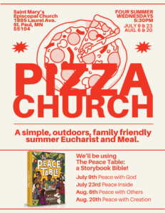 Graphic for the 2025 series of Pizza Church events